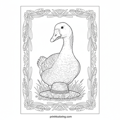 The Inquisitive Goose and Its Wee Straw Hat - free printable coloring page
