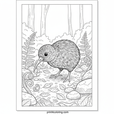 Curious Kiwi's Forest Forage - free printable coloring page