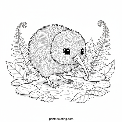 Curious Kiwi's Cozy Forest Forage - free printable coloring page
