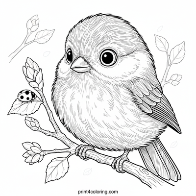 Little Chickadee's Budding Discovery - free printable coloring page