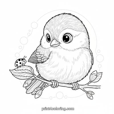 Curious Little Chickadee's Spring Discovery - free printable coloring page