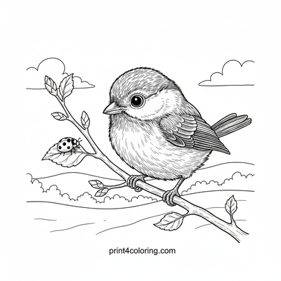 Curious Chickadee's Spring Discovery - free printable coloring page