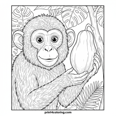 Curious Monkey's Sweet Papaya Quest - free printable coloring page