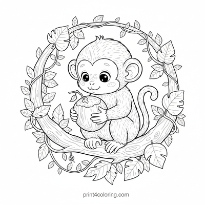 Little Monkey's Coconut Mystery - free printable coloring page