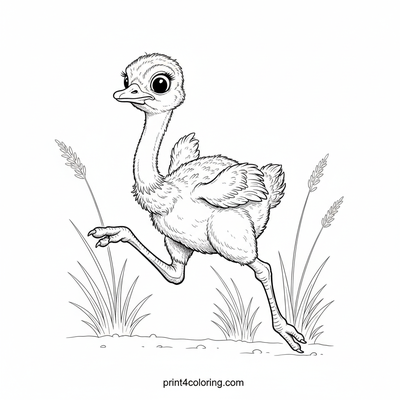 Curious Ostrich Chick's Savanna Surprise - free printable coloring page