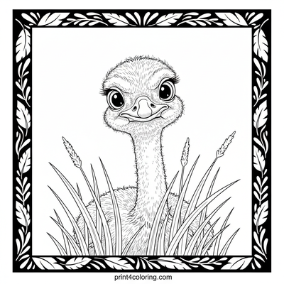 Curious Ostrich Chick's Pattern Peek - free printable coloring page