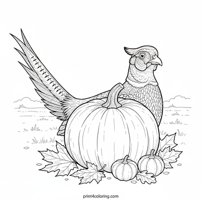 Vibrant Pheasant's Pumpkin Adventure - free printable coloring page