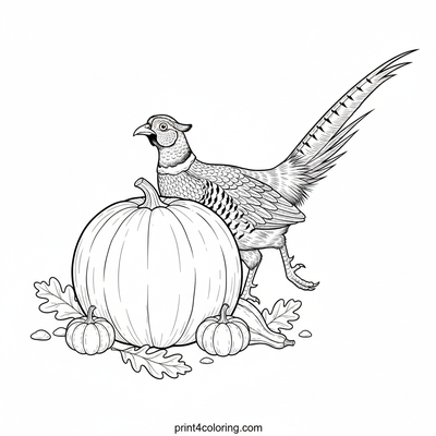 Curious Pheasant in the Autumn Patch - free printable coloring page