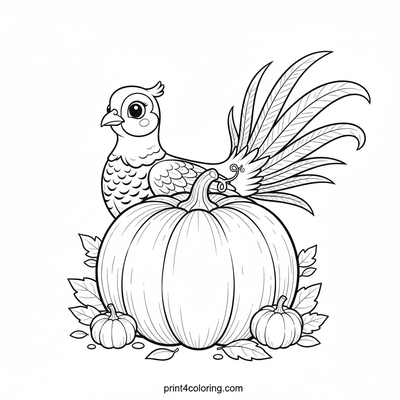 Curious Pheasant's Pumpkin Patch Peek - free printable coloring page