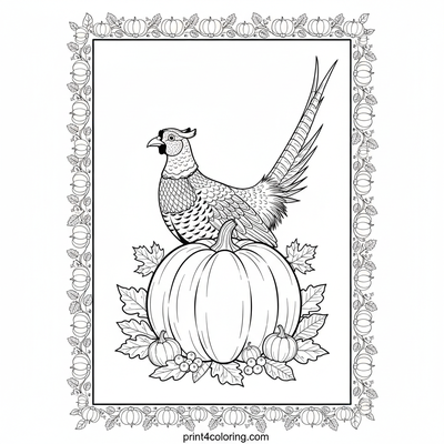 Magnificent Pheasant's Autumn Pumpkin Exploration - free printable coloring page