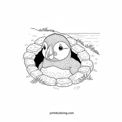 Curious Puffling's Cliffside Gaze - free printable coloring page