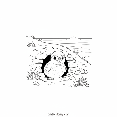 Adorable Puffling's Cliffside Peek - free printable coloring page