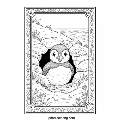 Curious Puffling's Cliffside Adventure - free printable coloring page