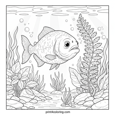 Curious Piranha's River Discovery - free printable coloring page