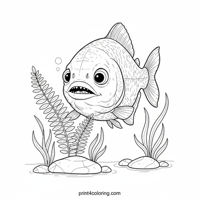 Little Piranha's Curious Quest - free printable coloring page