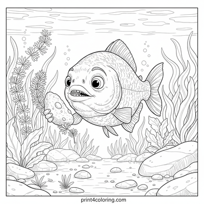 Curious Piranha's River Garden - free printable coloring page