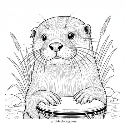 Curious Otter's Riverbank Discovery - free printable coloring page