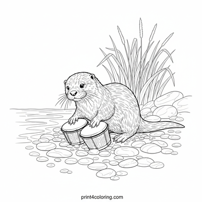 Curious Otter's River Music Discovery - free printable coloring page