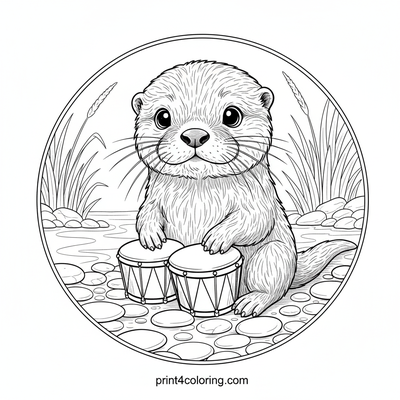 River Otter's Rhythm Discovery - free printable coloring page