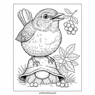 Robin's Wobbly Berry Feast - free printable coloring page