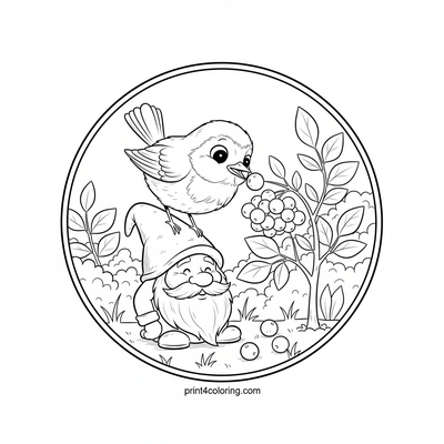 Curious Robin's Berry Hunt Adventure - free printable coloring page