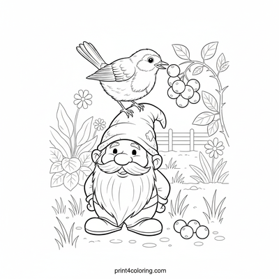 Curious Robin's Berry Balancing Act - free printable coloring page