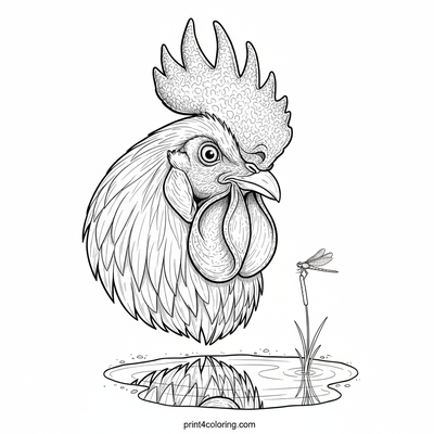Reflective Rooster's Puddle Mystery - free printable coloring page