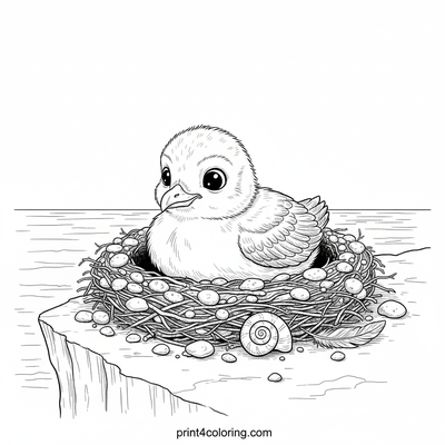 Seagull Chick's Seaside Discovery - free printable coloring page