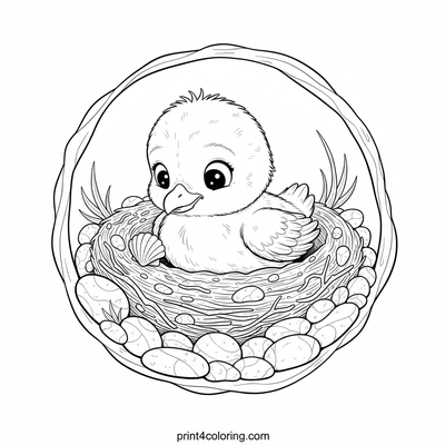 Seagull Chick's Seashell Discovery - free printable coloring page