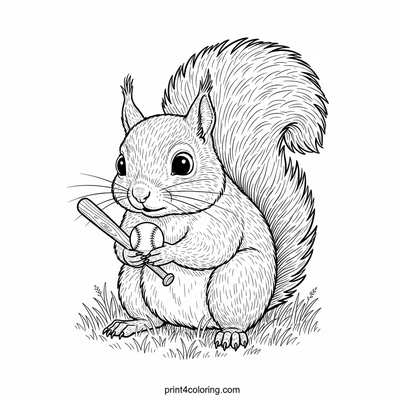 Curious Squirrel's Grand Slam Dream - free printable coloring page
