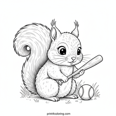 Curious Squirrel's Grand Slam Dream - free printable coloring page