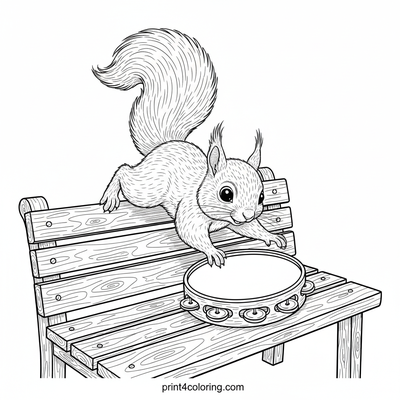 Curious Squirrel's Musical Discovery - free printable coloring page