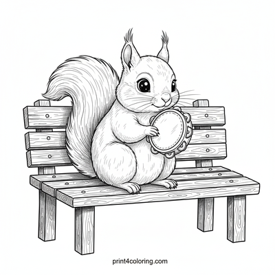 A Curious Squirrel's Musical Discovery - free printable coloring page