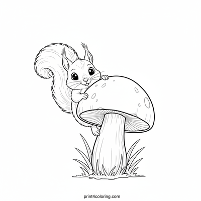Curious Squirrel's Mushroom Adventure - free printable coloring page