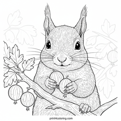 The Curious Gooseberry Squirrel - free printable coloring page