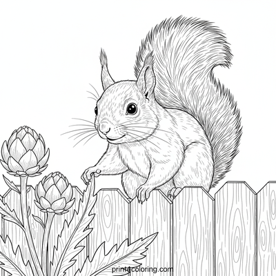Curious Squirrel's Artichoke Garden Discovery - free printable coloring page
