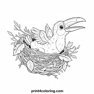 Curious Toucan Chick's Jungle Debut - free printable coloring page