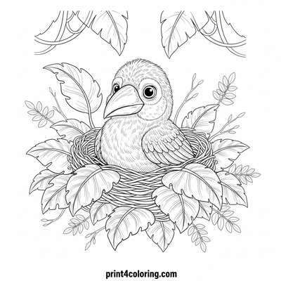 Little Toucan's Cozy Nest - free printable coloring page