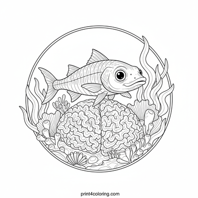 A Young Barracuda's Reef Adventure - free printable coloring page