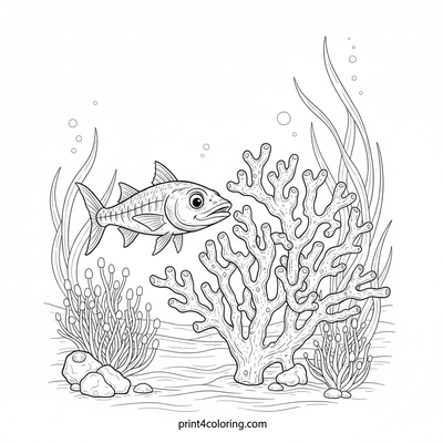 Curious Barracuda's Coral Kingdom - free printable coloring page