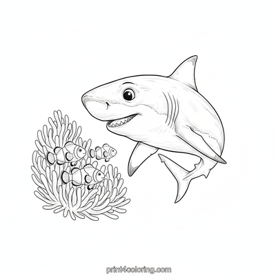 Young Shark's Anemone Garden Discovery - free printable coloring page