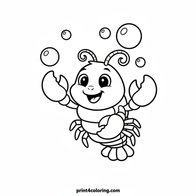 Waving Hello, Little Lobster! - free printable coloring page
