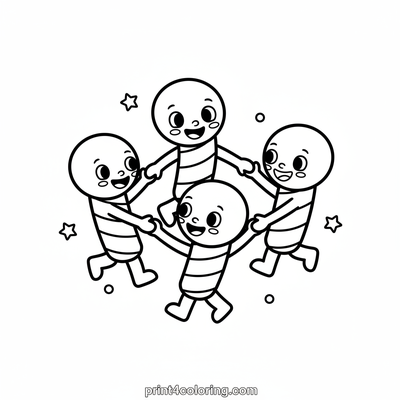 Happy Dancing Candy Canes Celebration! - free printable coloring page