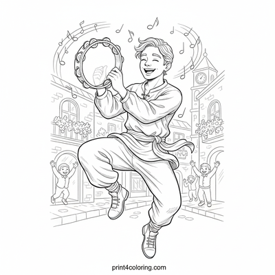 Rhythmic Reveler: Dancing with a Tambourine