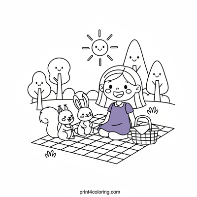 Daphne's Delightful Woodland Picnic - free printable coloring page