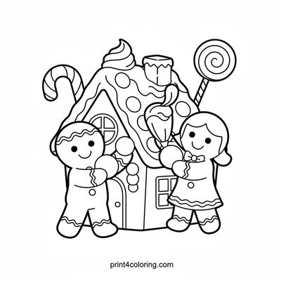 Sweet Gingerbread House Decorating Fun - free printable coloring page
