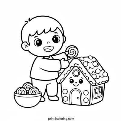 Sweet House Decorating Fun - free printable coloring page
