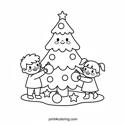 Christmas Tree Decorating Fun! - free printable coloring page
