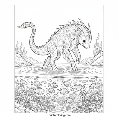 Deep-Sea Dragon's Reef Encounter - free printable coloring page