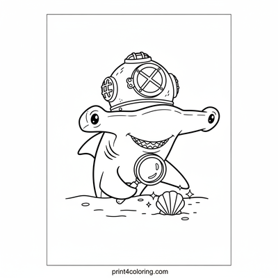 Friendly Hammerhead Explorer - free printable coloring page